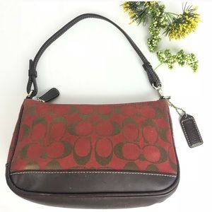 COACH MINI BAG RED BROWN SATCHEL C LOGO LEATHER
